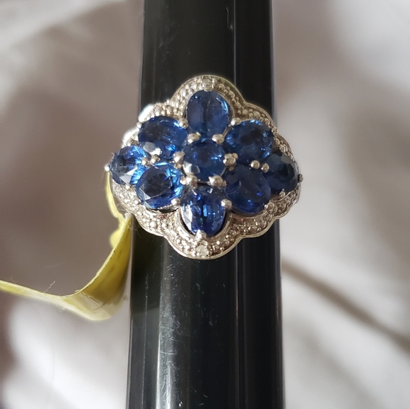 Sz 6, Kyanite & Diamond Ring, 925 Silver, TGW 4.19 carats, NWT - Picture 3 of 11
